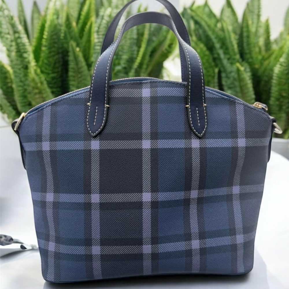 Dooney & Bourke Graham Plaid Zip Satchel in excellent condition. - Picture 2 of 4